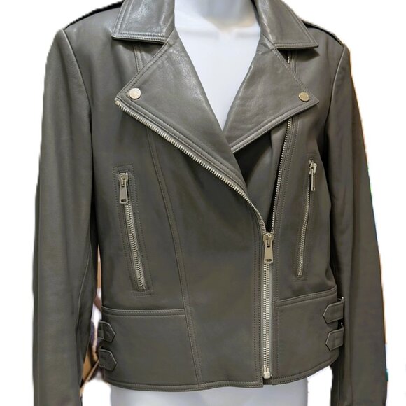 BELSTAFF Taupe MARVINGT LEATHER JACKET Sz 42 US size 4-6 - Picture 15 of 16